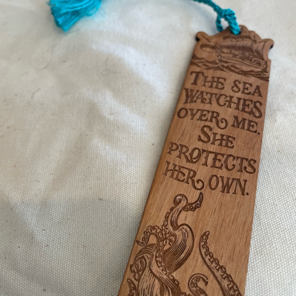 Wooden Bookmark with Blue Tassel